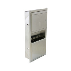 IX304 | Recessed Wall Mounted Paper Towel Dispenser And Waste Bin With Cylinder Lock And Key Stainless Steel Grade 304 | Paper towel dispensers | BAGNODESIGN