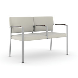 Steel Two Seater / Brushed Stainless Steel Frame / Arm Caps | with armrests | Trinity Furniture