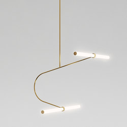 Tube pendant No. 3 - LED light, ceiling, natural brass finish | Pendelleuchten | Naama Hofman Light Objects