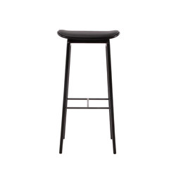 NY11 Bar Chair, Black - Premium Leather Black, High 75 cm | Seat upholstered | NORR11