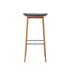 NY11 Bar Chair, Natural - Premium Leather Black, High 75 cm