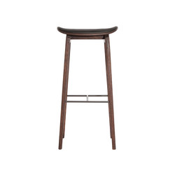 NY11 Bar Chair, Dark Stained - Premium Leather Black, High 75 cm | Seat upholstered | NORR11