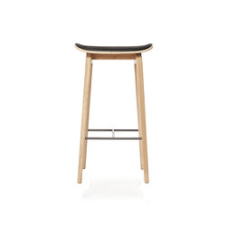 NY11 Bar Chair, Natural - Premium Leather Black, Low 65 cm | Seat upholstered | NORR11