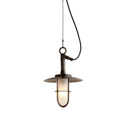 7523 Ship's Well Glass Pendant With Visor, Frosted Glass, Weathered Brass | Suspended lights | Original BTC