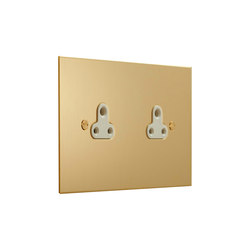 Unlacquered Brass double 2amp socket | Prese inglesi | Forbes & Lomax