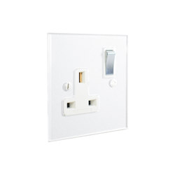 Invisible single 13amp socket with Unlacquered Brass switch | Prese inglesi | Forbes & Lomax