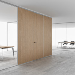 A65 Glass and wood wall partition with hinged door