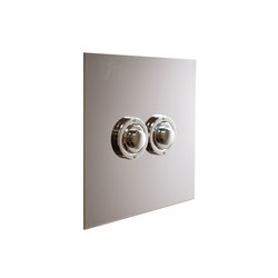 Nickel Silver two gang button dimmer | Switches | Forbes & Lomax