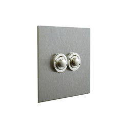 Stainless Steel two gang button dimmer | interuttori pulsante | Forbes & Lomax