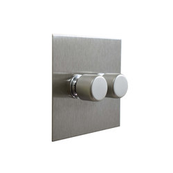 Stainless Steel two gang rotary dimmer | Switches | Forbes & Lomax