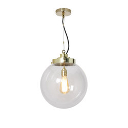 Medium Globe, Seedy clear and brass with black braided cable | Suspended lights | Original BTC