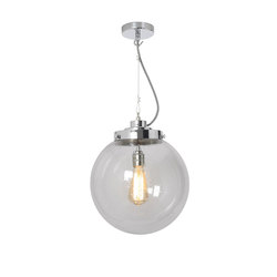 Medium Globe, Seedy Clear and chrome with black & white braided cable | Suspended lights | Original BTC