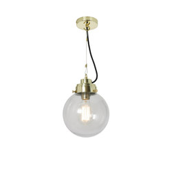 Small Globe, Clear Seedy and brass with black braided cable | Suspended lights | Original BTC