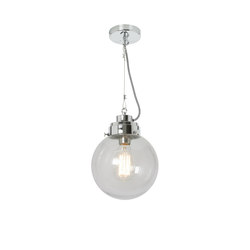 Small Globe, Clear Seedy and chrome with black & white braided cable | Suspended lights | Original BTC