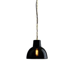 Glass York Pendant, Size 2, Anthracite and Brass