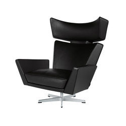 Oksen™ | Lounge chair | 4201 | leather | Satin polished aluminum base | Armchairs | Fritz Hansen