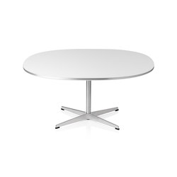 Supercircular™ | Coffee Table | A203 | White laminate | Satin polished aluminum | Tabletop oval | Fritz Hansen