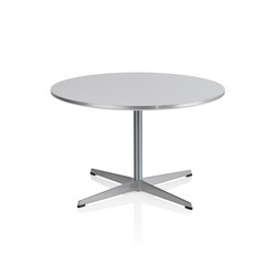 Circular | Coffee Table | A223 | White laminate | Satin polished aluminum | Tabletop oval | Fritz Hansen