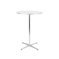 Circular | High Table | A922 | White laminate | Satin polished aluminum base