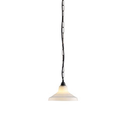 Glass School Pendant Light, Size 1, Opal and Weathered Brass