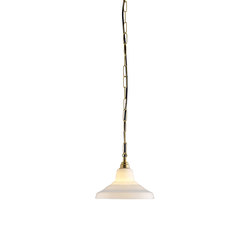 Glass School Pendant Light, Size 1, Opal and Brass | Lámparas de suspensión | Original BTC