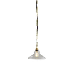 Glass School Pendant Light, Size 1, Clear and Brass