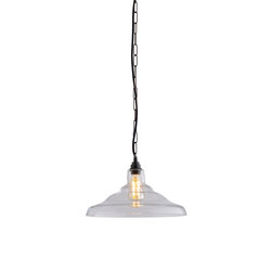 Glass School Pendant Light, Size 2, Clear and Weathered Brass | Suspended lights | Original BTC