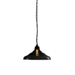 Glass School Pendant Light, Size 2, Anthracite and Weathered Brass