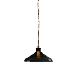 Glass School Pendant Light, Size 2, Anthracite and Brass