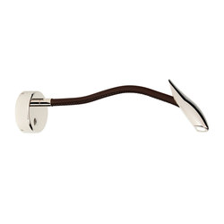 Maestro Wall Light, polished nickel with chocolate brown leather | Wall lights | Original BTC