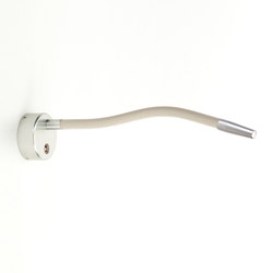 Nimbus Wall Light, clear anodised with off white leather