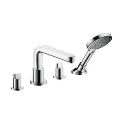 hansgrohe Metris S 4-hole rim mounted bath mixer with spout 220 mm | Bath taps | Hansgrohe