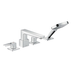 hansgrohe Metropol 4-hole rim mounted bath mixer with loop handles | Bath taps | Hansgrohe