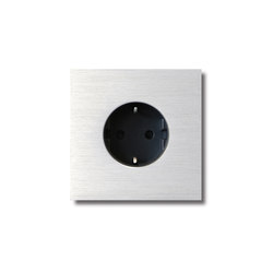 Power outlet - brushed aluminium - 1-gang