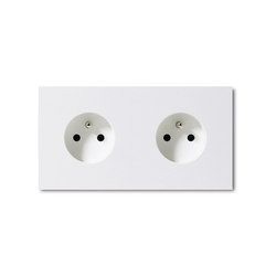 Power outlet - satin white - 2-gang | Schuko sockets | Basalte