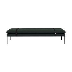 Turn Daybed - Fiord by Kvadrat - Solid Dark Green - Black Leather Straps | Day beds / Lounger | ferm LIVING