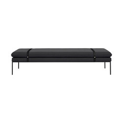 Turn Daybed - Fiord by Kvadrat - Solid Dark Grey - Black Leather Straps | Day beds / Lounger | ferm LIVING