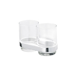 Home Standard Orion Double Frosted Glass Toothbrush Tumblers & Chrome Holder 