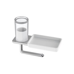 Liv Toilet paper holder with hygiene box+storage dish | Bath shelves | Bodenschatz