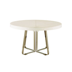 Ava | Dining Table White Marble-Effect Ceramic Stoneware + White Fenix Extension Black Chromed Base | Dining tables | Ligne Roset
