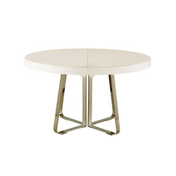 Ava | Table De Repas Plateau Gres Cerame Aspect Marbre Blanc + Allonge Fenix Blanc Pietement Chromé Noir | Tables de repas | Ligne Roset