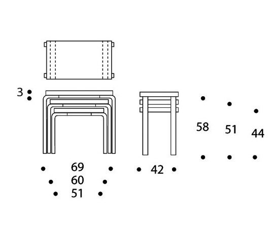 Nesting Table 88A/B/C | Tavolini impilabili | Artek