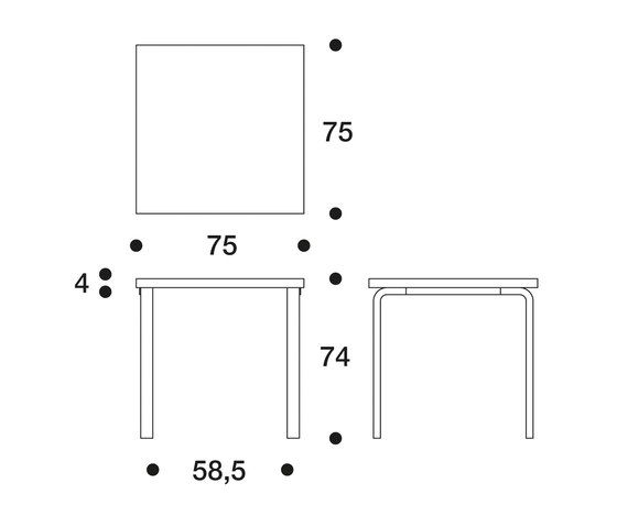 Aalto table square 81C | Bistrotische | Artek