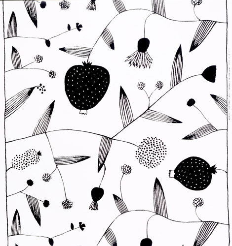 Lompolo white/black interior fabric | Tejidos decorativos | Marimekko