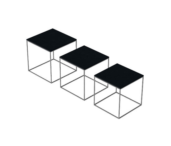 PK71™ | Side tables | Black acrylic | Satin brushed stainless steel base | Beistelltische | Fritz Hansen