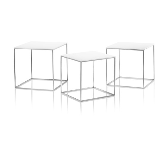 PK71™ | Side tables | Black acrylic | Satin brushed stainless steel base | Tavolini alti | Fritz Hansen