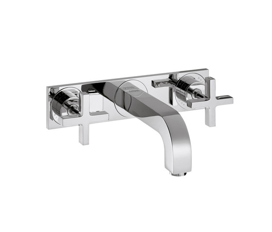 AXOR Citterio 3-Hole Basin Mixer for concealed installation with cross handles plate and spout 226mm DN15 wall mounting | Wash basin taps | AXOR