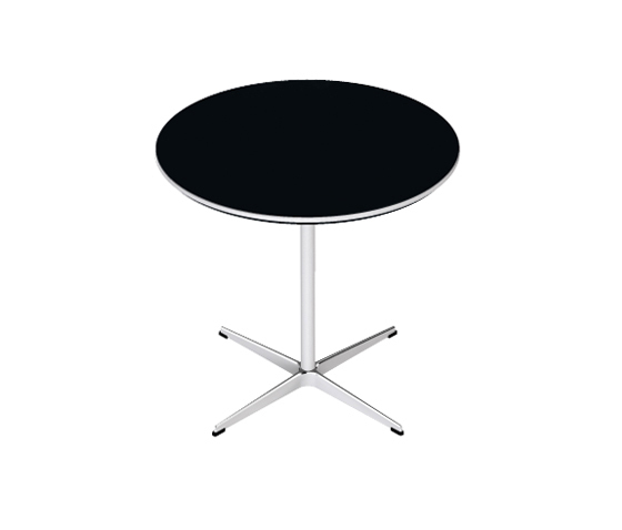 Circular | Café table | A622 | Black laminate | Satin polished aluminum | Bistrotische | Fritz Hansen
