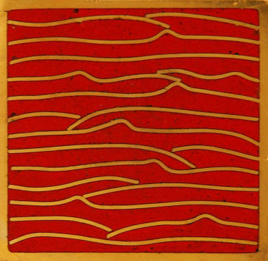 Pleats gold red 5x5 | Metal tiles | Ann Sacks