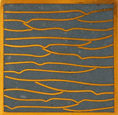 Pleats gold slate blue 5x5 | Piastrelle metallo | Ann Sacks